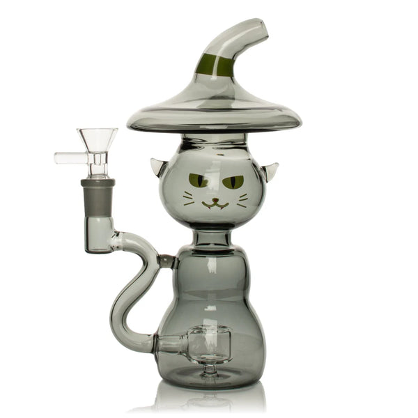 SC Red Eye Glass 8" Black Cat Bubbler