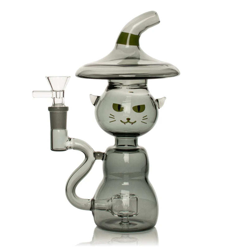 SC Red Eye Glass 8" Black Cat Bubbler