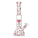 SC Red Eye Glass 12" Dual Chamber Floating Hearts Perc Beaker Bong
