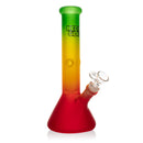 SC Red Eye Glass 10" Frosted Rasta Beaker Bong with Dome Perc