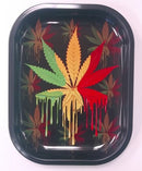 Metal Rolling Tray - ﻿Rasta Drip Leaf