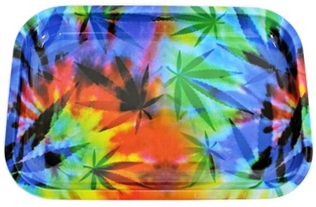 Metal Rolling Tray- Tie Dye Leaves Design