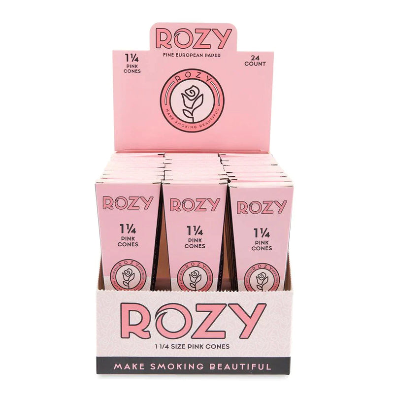 O Rozy | Pink 1 ¼ Size Pre-Rolled Cones 6pk – 24ct Display