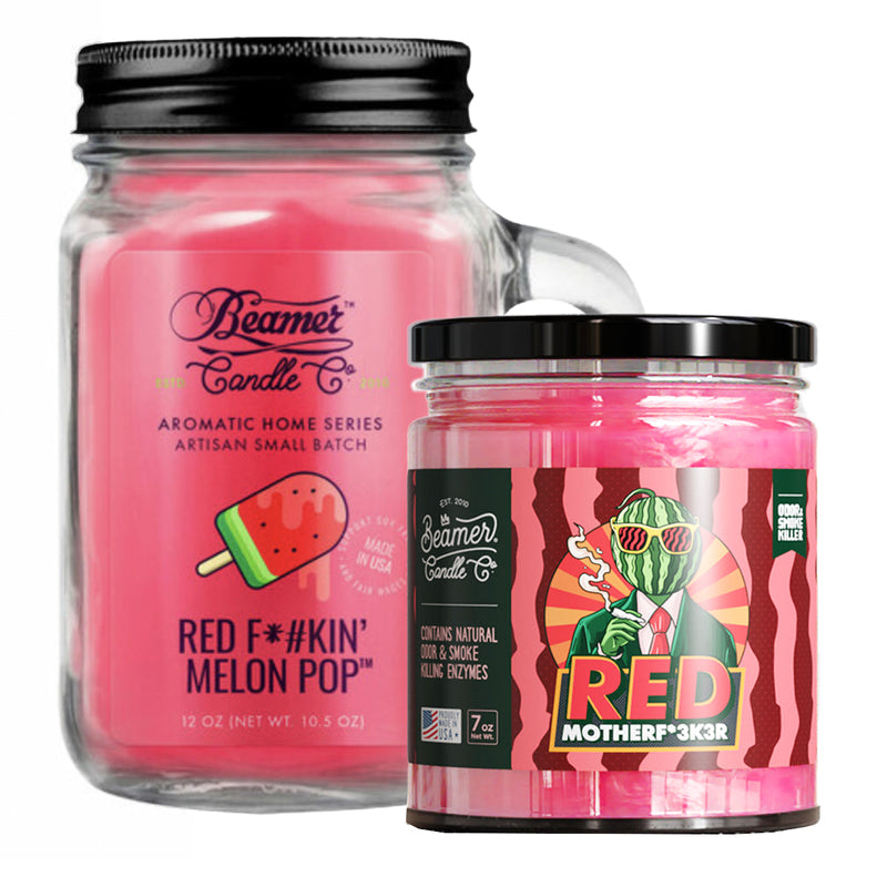 Beamer Candle Co. 7oz & 12oz Glass Mason Jar - Red F*