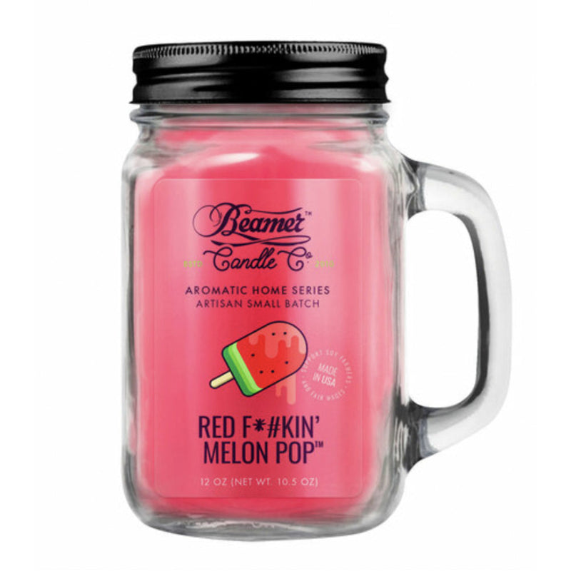 Beamer Candle Co. 7oz & 12oz Glass Mason Jar - Red F*