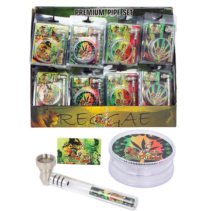 O 3.75″ Glass Tube Pipe with Grinder Display of 32 [SMKZ-018]