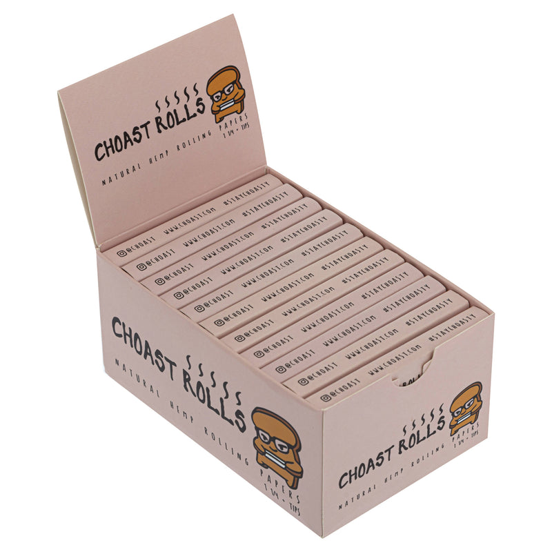 Choast Rolls, Quality Natural Rolling Papers - Carton of 22, Rolling Paper System - 1 1/4'' Papers with Filter Tips and Magnet Closing Lid- - One Wholesale