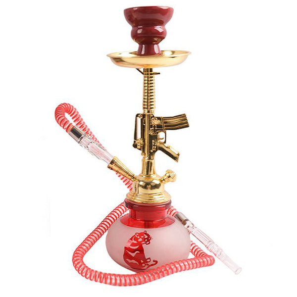 O 12" Hookah Single Hose, Tiger47 Shape Red Color [SMKE-015]