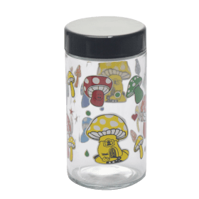 180ml Glass Storage Jar with Sticker Design – Compact & Stylish [SMKZ-145] Jar Canadian Distributor Colorful Mushroom