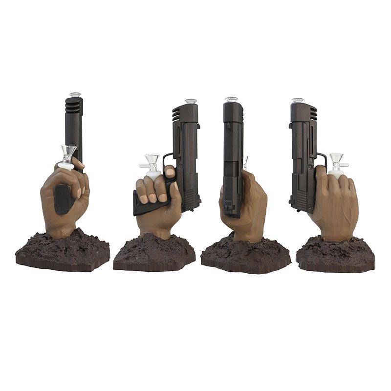 8″ Gun Shape Vinyl Bong – Black [SMKZ132] Resin · Silicone · Plastic Bong Canadian Distributor