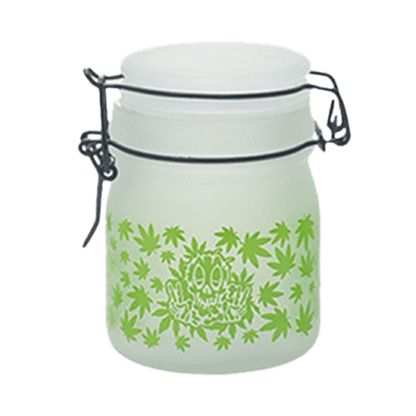 Green Leaf Glass Storage Jar-Multiple Sizes Available [SMKZ-144] Jar Canadian Distributor 150 ml