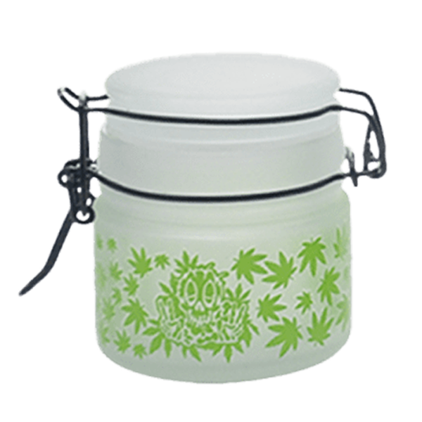 Green Leaf Glass Storage Jar-Multiple Sizes Available [SMKZ-144] Jar Canadian Distributor 90 ml