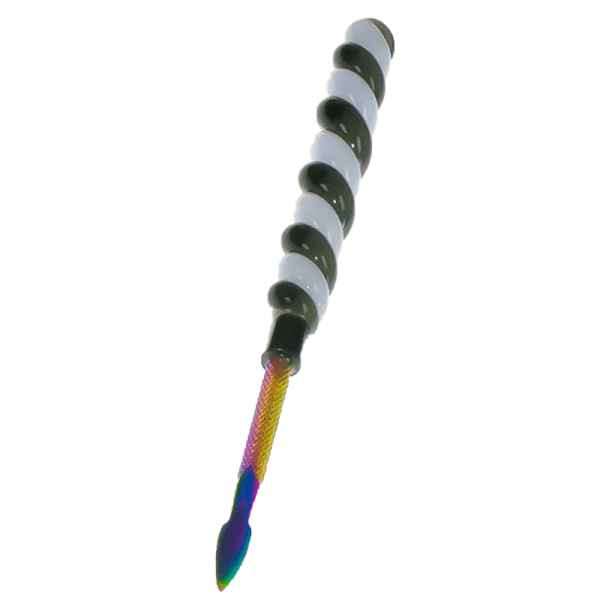 6″ Twirly Glass & Stainless Steel Dab Tool [SMKZ154] Cap · Dabber · Insert · Clip · Nail Canadian Distributor Color E