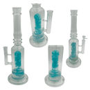 [4 Pack Bundle] 16" Assorted Center Piece Glass Waterpipe – 14mm Bowl Glass Bong ONE Blue Flower