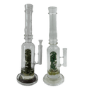 [4 Pack Bundle] 16" Assorted Center Piece Glass Waterpipe – 14mm Bowl Glass Bong ONE Flower Green