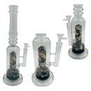 [4 Pack Bundle] 16" Assorted Center Piece Glass Waterpipe – 14mm Bowl Glass Bong ONE Ocean Black