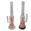 [4 Pack Bundle] 16" Assorted Center Piece Glass Waterpipe – 14mm Bowl Glass Bong ONE Flower Pink
