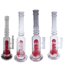 [4 Pack Bundle] 16" Assorted Center Piece Glass Waterpipe – 14mm Bowl Glass Bong ONE Flower Red