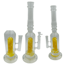 [4 Pack Bundle] 16" Assorted Center Piece Glass Waterpipe – 14mm Bowl Glass Bong ONE Yellow Flower