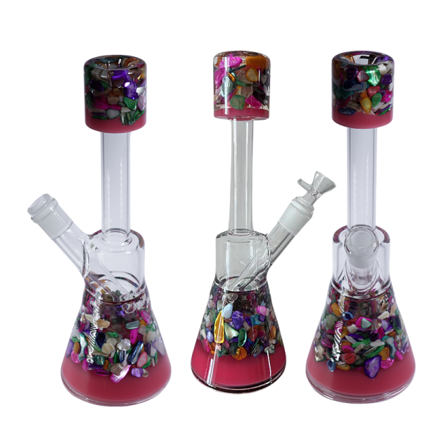 12" Center Piece Beaker Waterpipe – Assorted Designs Glass Bong Canadian Distributor Diamond Red