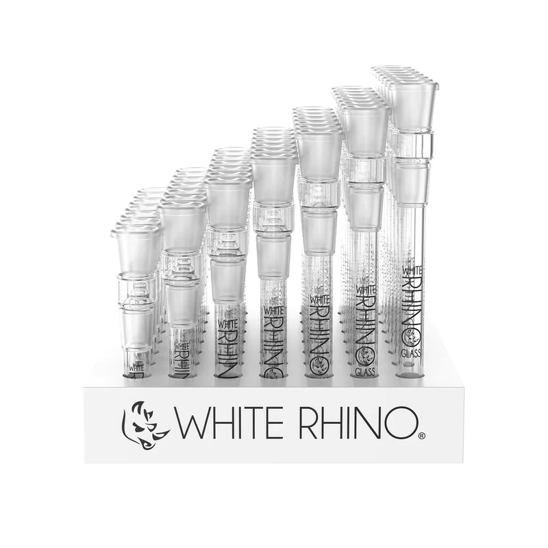 O WHITE RHINO | 19/19mm Glass Downstems - 49 COUNT DISPLAY