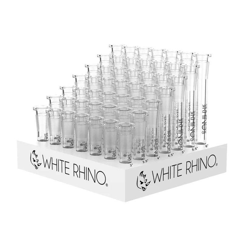 O WHITE RHINO | 19/19mm Glass Downstems - 49 COUNT DISPLAY