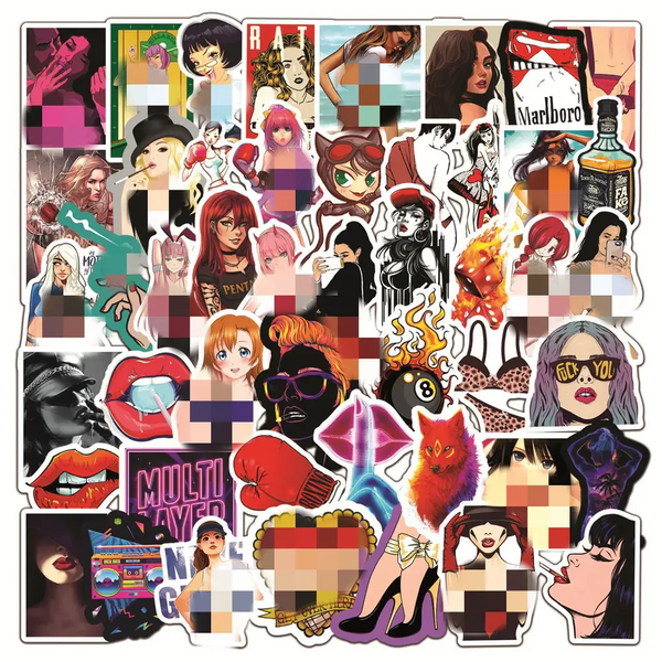 O 50pcs Assorted Pin Up Girls Design Stickers
