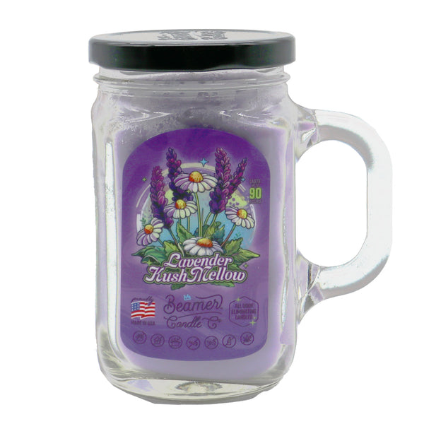 Beamer Candle Co. 12oz Glass Mason Jar,Lavender Kush Mellow