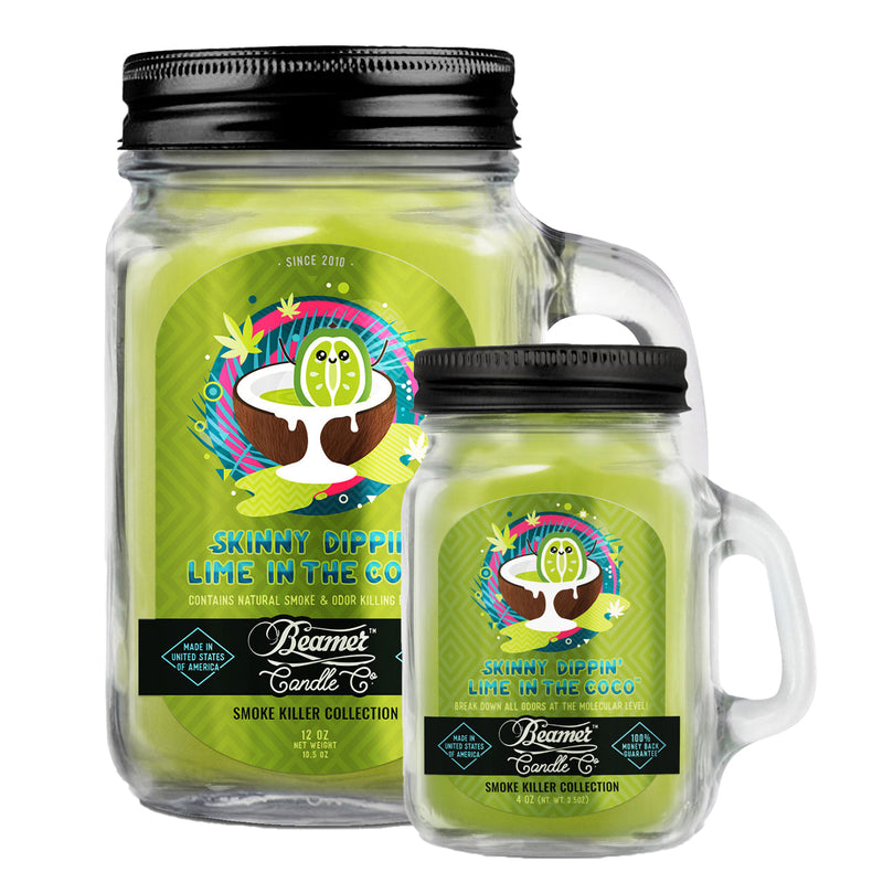 Beamer Candle Co. 12oz & 4oz Glass Mason Jars - Skinny Dippin' Lime in the Coco