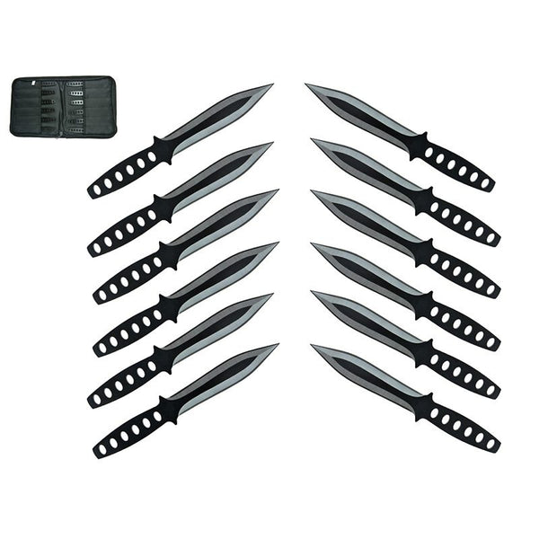 O 6″ Throwing Knives 12 Pcs Set – Black [T00045BK-12]