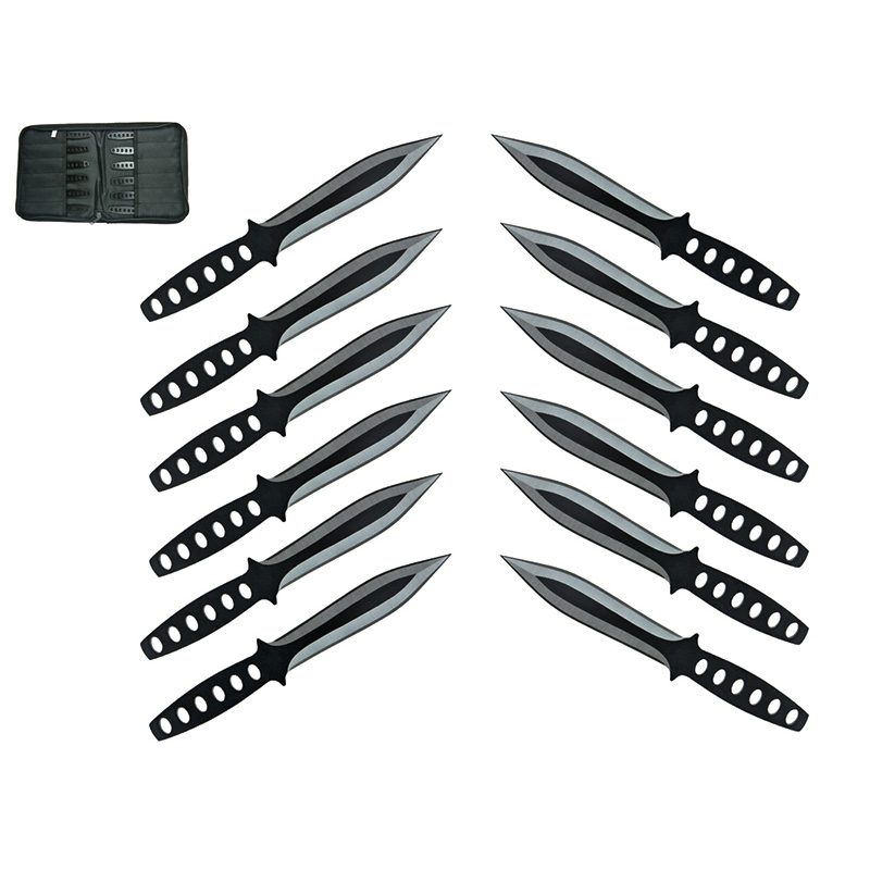 O 6″ Throwing Knives 12 Pcs Set – Black [T00045BK-12]