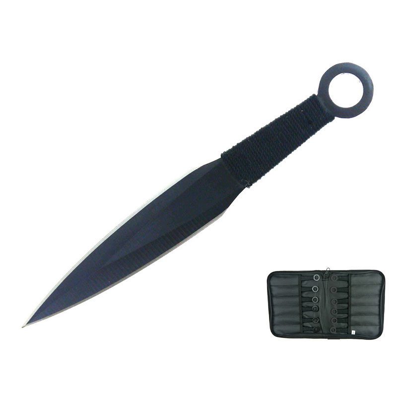 O 6" Throwing Knives with Black Handle & Sheath Set of 12 [T00046BBK-12]