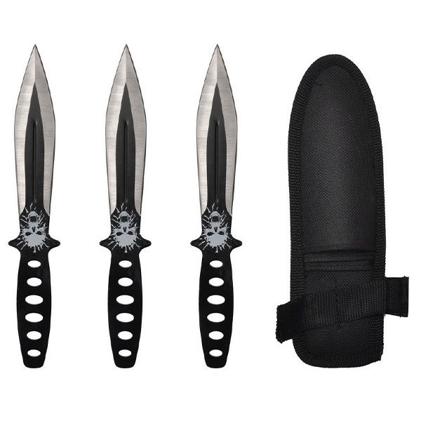 O 7 1/2” Throwing knife.3 pcs a set with skull head design [T003655]