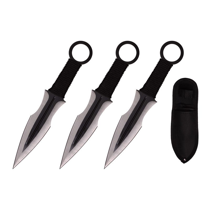 O 7.5″ Throwing Knives with Sheath 3 Pcs Set – Black [T004207BK]