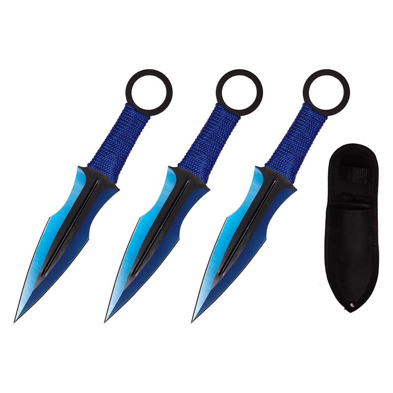 O 7.5″ Throwing Knives with Sheath 3 Pcs Set – Blue [T004207BL]