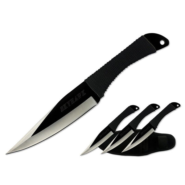 O 9″ Skyhawk Throwing Knives Two Tone Blade 3 Pcs Set – [T00603BK]