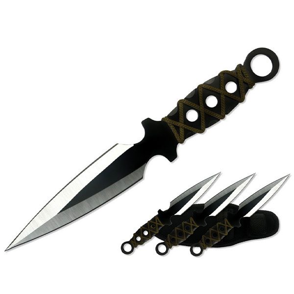 O 9″ Spear Point Throwing Knives 3 pcs/set [T00608]