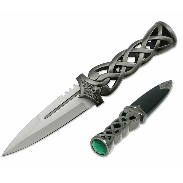 O 9″ Overall, Green gemstone Scottish Dirk with Scabbard [T230572GN]