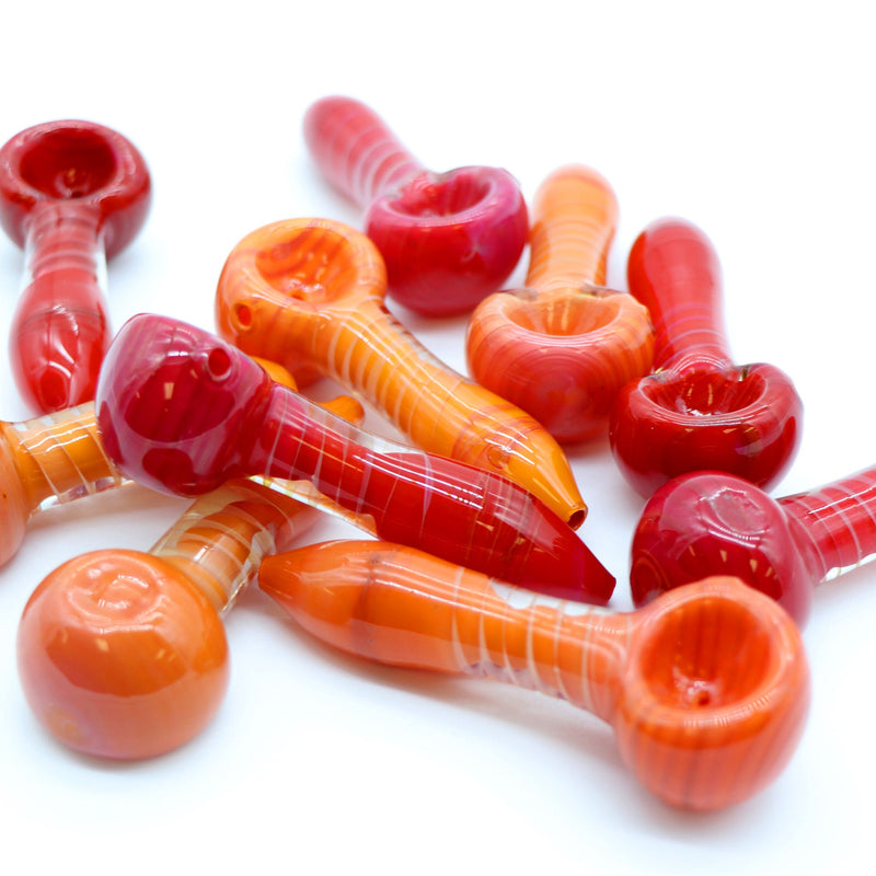 3" Glass Spoon Pipe, O/S Spiral Colored