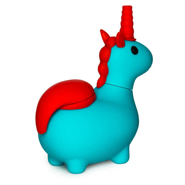SC Lit Silicone 4.75" Unicorn Hand Pipe with glass bowl