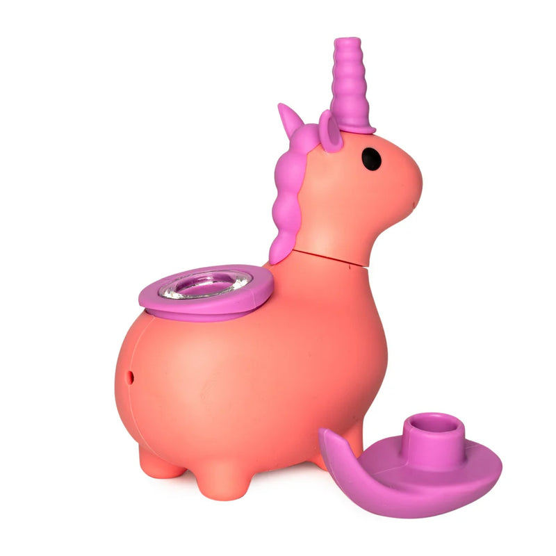 SC Lit Silicone 4.75" Unicorn Hand Pipe with glass bowl
