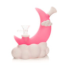 SC Lit Silicone 6.5" Glow in the Dark Pink Moon Water Pipe