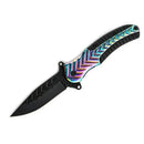 MSK083 - Rainbow & Black Textured Folding Knife Folding Knife The MST Default Title