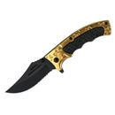 MSK042 - Black & Gold Serrated Folding Knife Folding Knife The MST Default Title