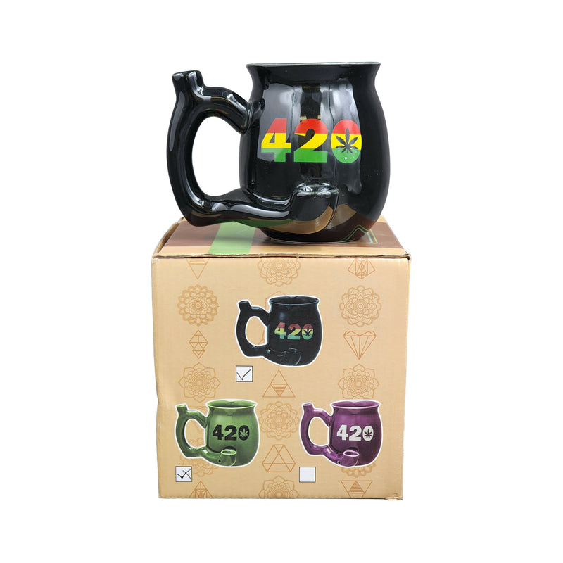 O 420 Mug - Black Mug with Rasta Colors