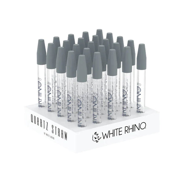 O WHITE RHINO | Glass Dab Stra w with silicone cap  - 25ct