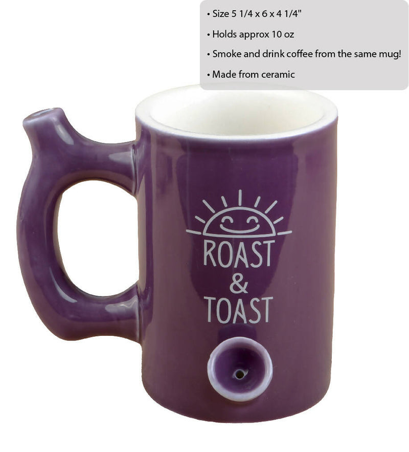 O ROAST & TOAST PIPE MUG - PLUM COLOR WITH WHITE PRINT