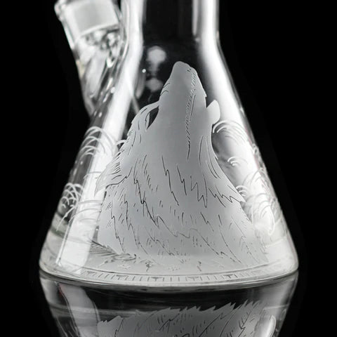 SC Castle Glassworks 16 inch 9mm beaker Wolf design