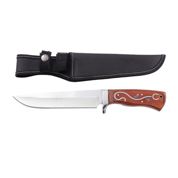 Xtreme | 12″ Hunting Knife – Fixed Drop Point Blade with Wooden Handle & Sheath (XTR-HKN080) Fixed Blade Knife Canadian Distributor