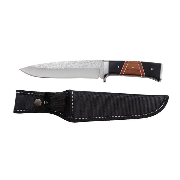 Xtreme | 12″ Hunting Knife – Fixed Blade with Red & Black Wooden Handle and Sheath (XTR-HKN081) Fixed Blade Knives Canadian Distributor